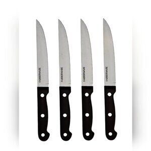 Farberware 4 Pack 4.5 Inch Triple Riveted Steak Knife Set Black Handle